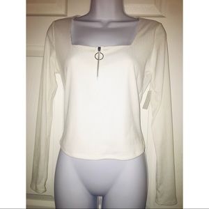 Square neck zip up top